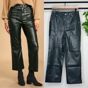 BlankNYC The Baxter Ribcage Straight Leg Dark Green Vegan Leather Pants size 28
